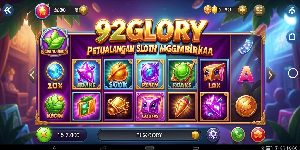 Tampilan gameplay seru di 92GLORY dengan berbagai tema Slot.