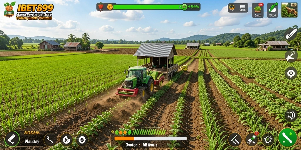 Tangkapan layar menunjukkan gameplay seru di IBET899 saat berkebun.