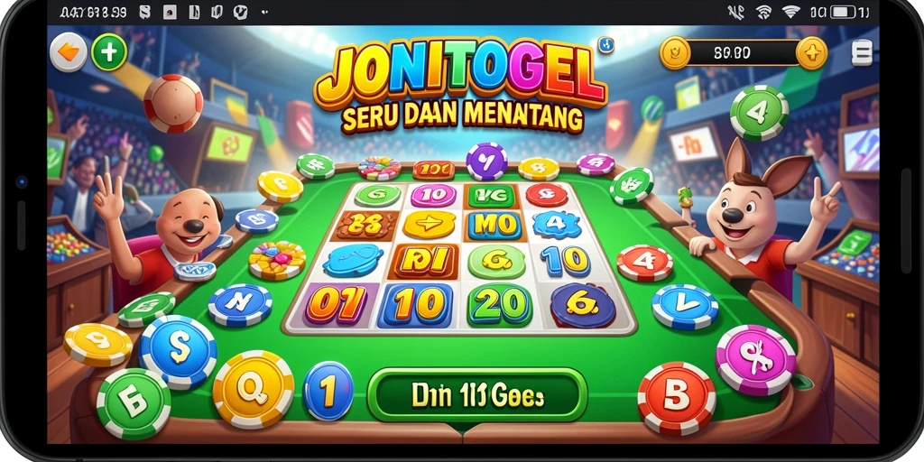 Tampilan layar permainan Bingo JONITOGEL yang penuh warna dan menarik.