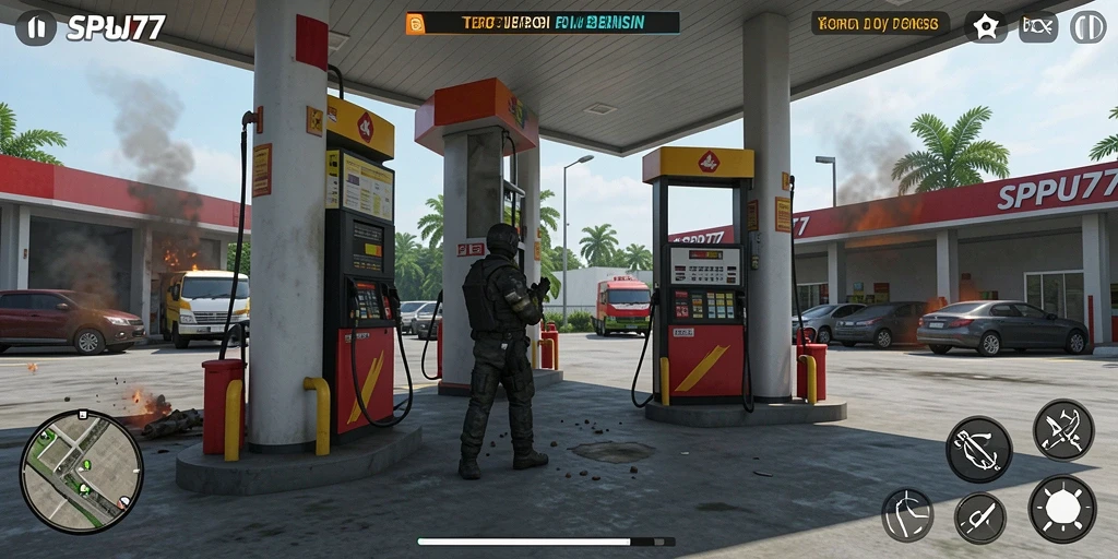 Gameplay horor mendebarkan di SPBU77 dengan atmosfer yang mencekam.